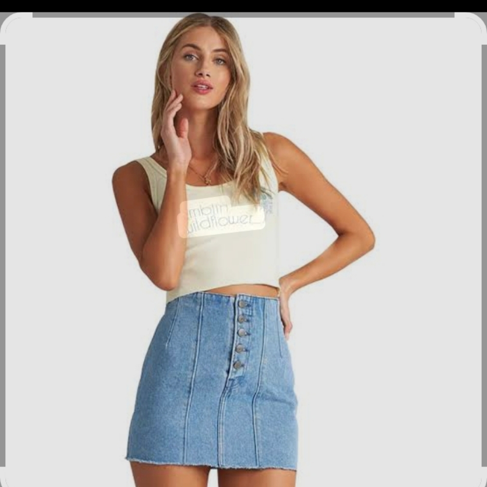 Billabong Light Blue  Jean Button-Up Mini Skirt, Size 26
